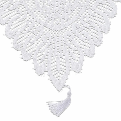 Juvale Lace Table Cloth Runner for Dinners and Parties (13 x 72 in, White) Perspective: front