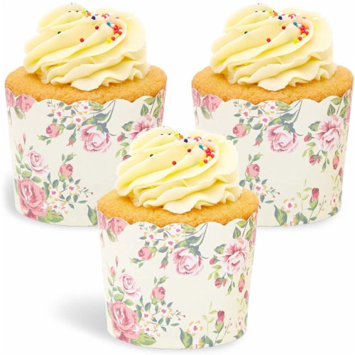 50-Pack Muffin Liners - Vintage Floral Cupcake Wrappers Paper Baking Cups,  Pack - Kroger