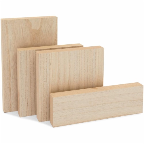 Unfinished Wood Blocks for Crafts, Painting, Wood Burning, 1 In Thick (3  Sizes, 4 Pack), PACK - Pick 'n Save