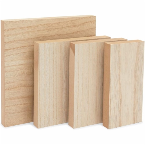 Unfinished Wood Blocks for DIY Crafts, Painting, Pyrography, 1 Inch Thick  (4 Sizes, 4 Pack), PACK - City Market