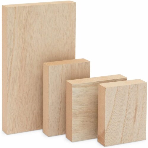 Unfinished Wood Blocks for Crafts, Painting, Pyrography, 1 Inch Thick (4  Sizes, 4 Pack), PACK - Kroger