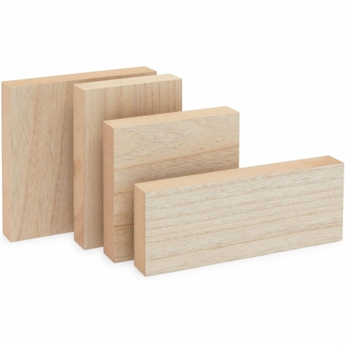 Unfinished Wood Rectangles for Crafts (6x4 in, 4 Pack)