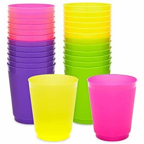 16 Ounce Colorful Reusable Plastic Party Cups, Neon Birthday Supplies (24  Pack), PACK - Fry's Food Stores