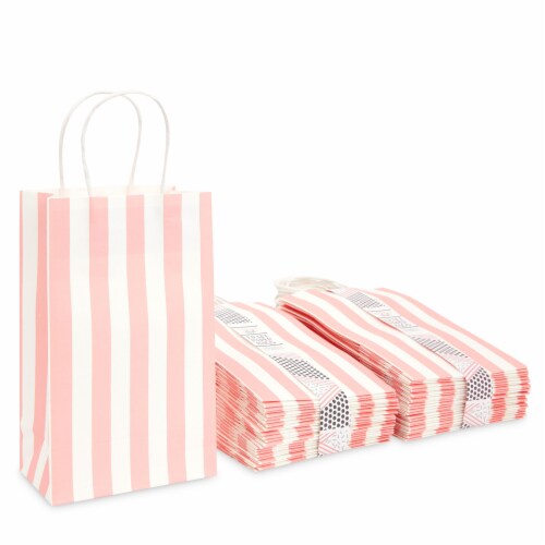 Pink and white striped gift bags discount