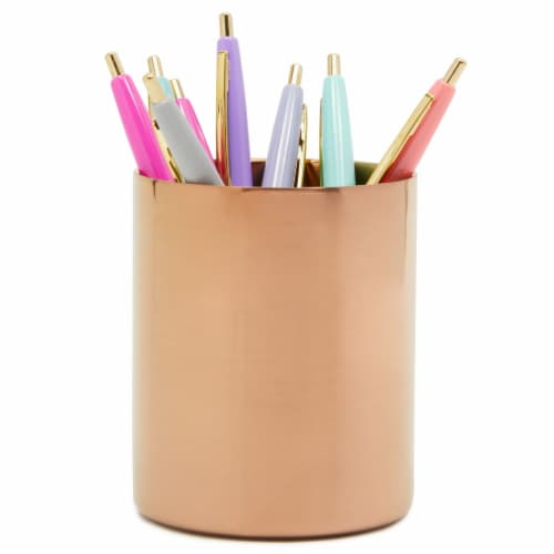 Rose Gold Pen Holder, Metal Pencil Caddy Organiser for Desk (3.2 x 4 In),  PACK - Harris Teeter