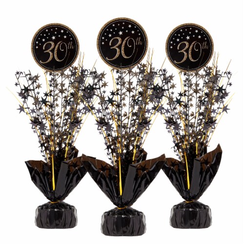 3 Pack Black and Gold Centerpieces for Birthday, Graduation Table