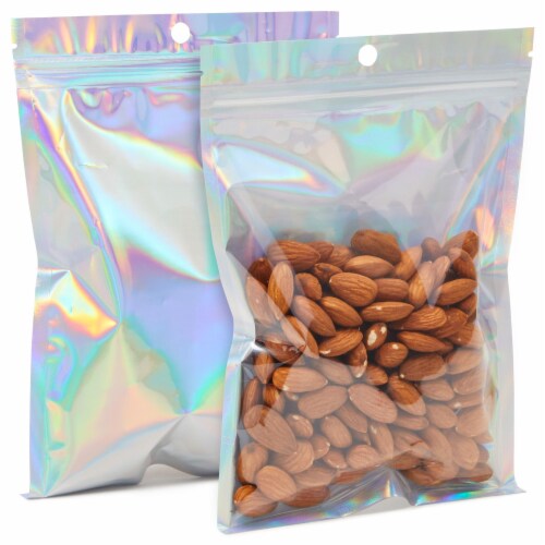 Trunple Holographic Packaging Bags Smell Proof Bags & Resealable Foil Pouch  Bag [ 50 PCS ] Great for Party Favor Food Storage ( 8 x 5.5 Inch) 