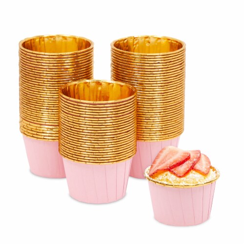 Pink and Gold Foil Cupcake Liners, Muffin Cups for Baking (2.75x1