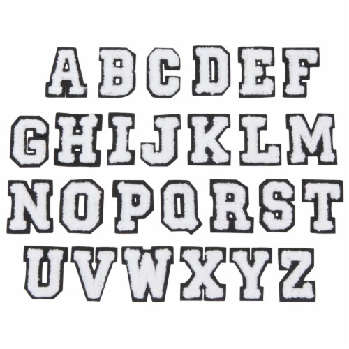 Alphabet Iron On Patches for Clothing, A-Z Varsity Letters (White