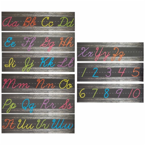 Cursive Alphabet Wall Strip, Numbers Bulletin Board Borders for