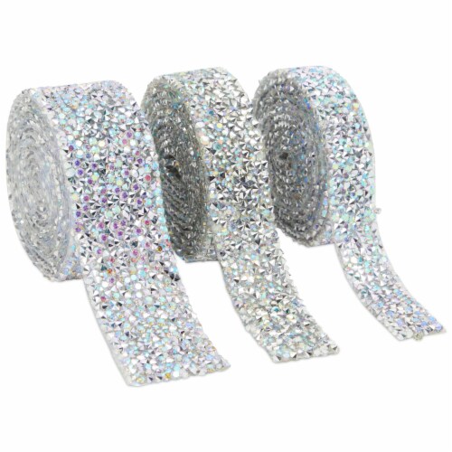 3ft Silver Stick-On Rhinestone Tape, DIY Self Adhesive Diamond