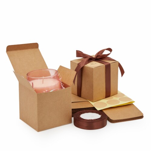 Kraft Brown Paper Gift Boxes Bulk Set with Ribbon and Gift Tags