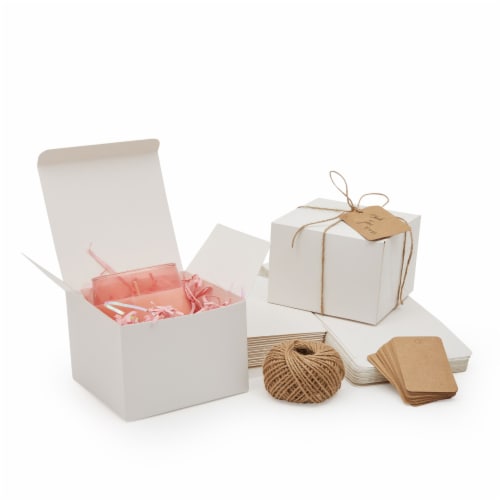 White Paper Gift Boxes with Lids, Bulk Set with Twine and Gift Tags  (5x5x3.5 In, 30 Pack), PACK - Kroger