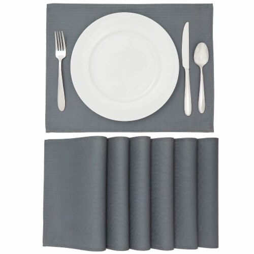 Table Placemats Set Of 6 Woven Burlap Mats For Dining Table 12 75 X 16 75 In Dark Grey Pack Harris Teeter