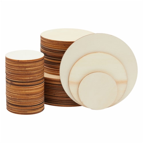 70 Piece Unfinished Wood Circles for Crafts, Engraving, Wood Burning (3