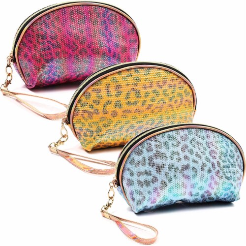 Leopard Print Makeup Bag in 3 Colors (9 x 3 In, 3 Pack), PACK - Kroger