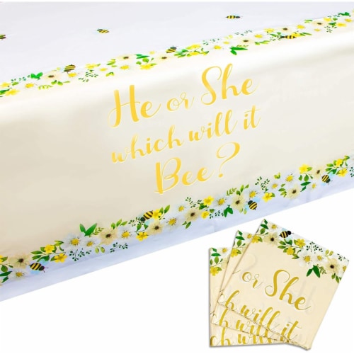 Sparkle And Bash Bee Plastic Tablecloth For Gender Reveal Party 54 X 108 Inches 3 Pack Pack Harris Teeter