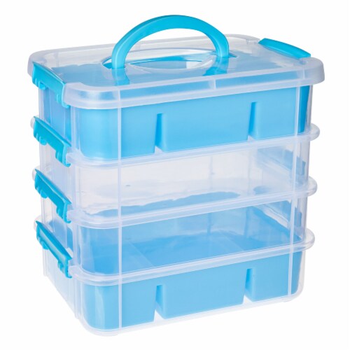 Stackable Plastic Craft Box Organizer Storage Container with 2