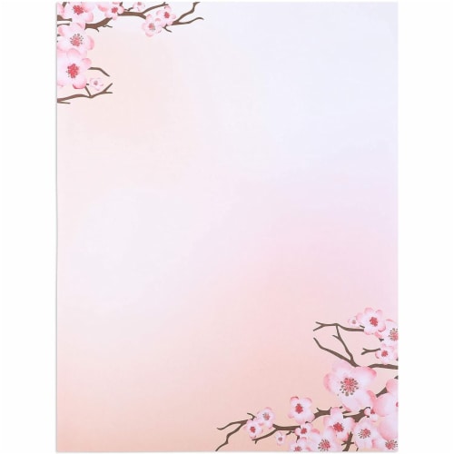 Cherry Blossom Letter Writing Stationery (Pink, 8.5 x 11 In, 100 Sheets