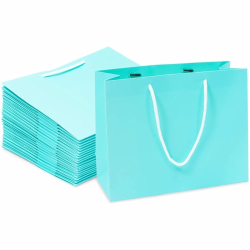 Teal Gift Bags with Handles Medium Size 10 x 8 x 4 in 20 Pack