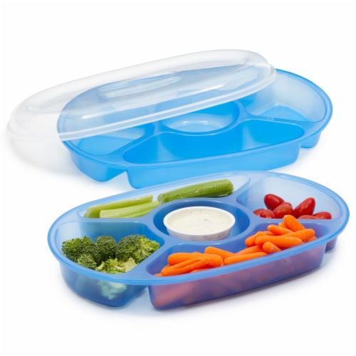 Divided Serving Tray with Lid and Handle Portable Snack Platters Organizer  US