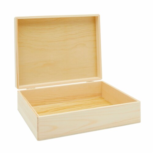 Unfinished Wooden Jewelry and DIY Crafts Storage Box 9 x 12 x 3.3