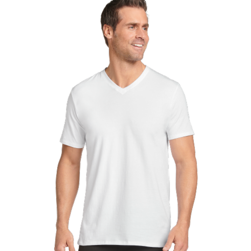 Cotton Stretch V-Neck T-Shirt - White, S / 3pk - Kroger