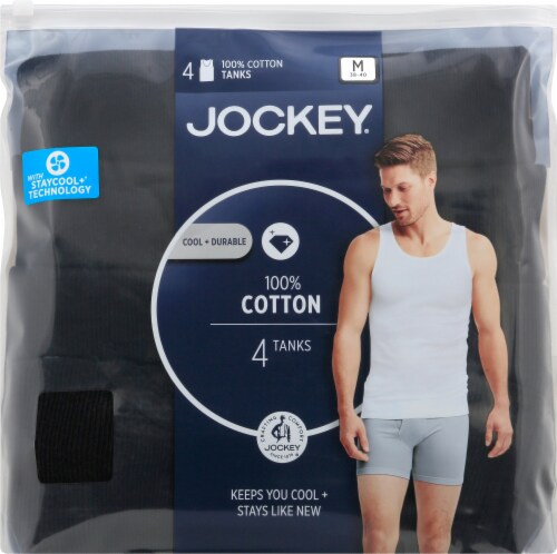 Jockey® Medium 100% Cotton Tanks - Black Perspective: front