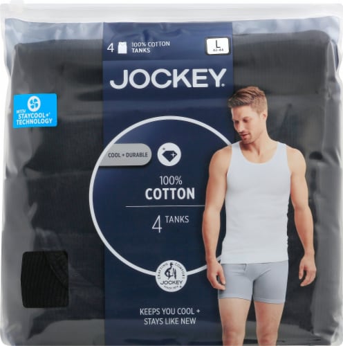 Jockey® Large 100% Cotton Tanks - Black Perspective: front