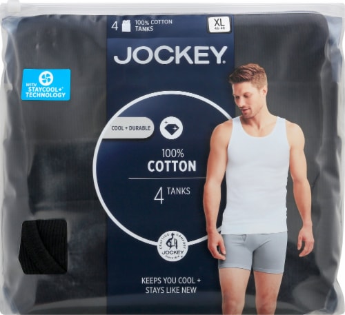 Jockey® Extra Large 100% Cotton Tanks - Black Perspective: front