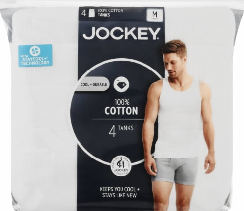 Jockey® Medium 100% Cotton Tanks - White Perspective: front