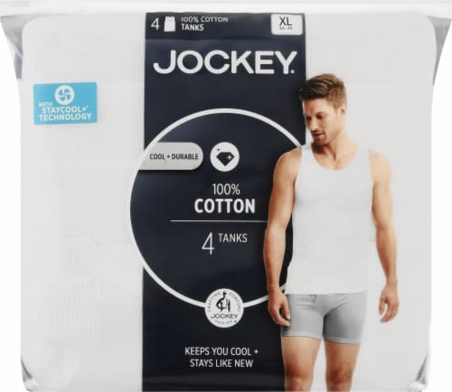 Jockey® 100% Cotton Extra Large Tanks - White Perspective: front