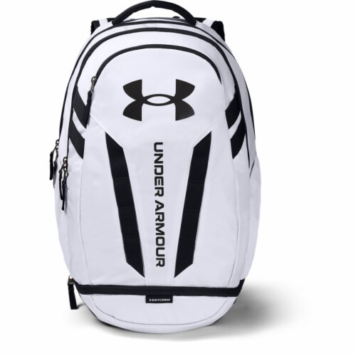 Under Armour Hustle 5.0 Backpack - White/Black Perspective: front