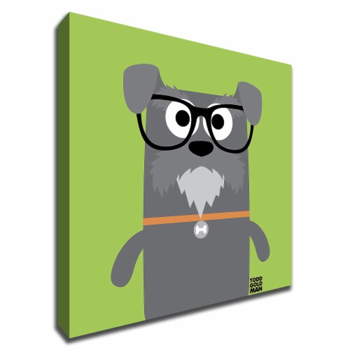 Bow Wow Schnauzer By Todd Art 18 X18 , Print On Canvas, Ready To Hang Perspective: front
