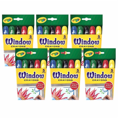 Crayola Washable Window Crayons Assorted Colors 5/Box 6 Boxes