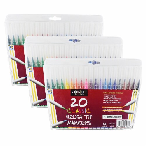 Sargent Art Classic Markers Brush Tip 20 Colors Per Pack 3 Packs