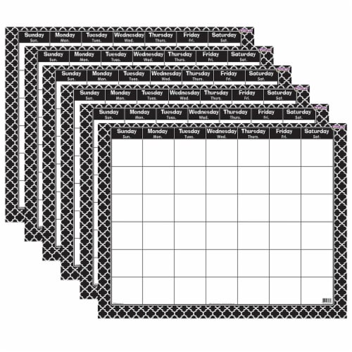 Trend Enterprises Moroccan Black WipeOff Calendar Monthly Pack of 6 (T