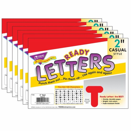Trend Enterprises TREND 2  Casual Uppercase Ready Letters Red 140 Per Pack 6 Packs (T-432-6) Perspective: front
