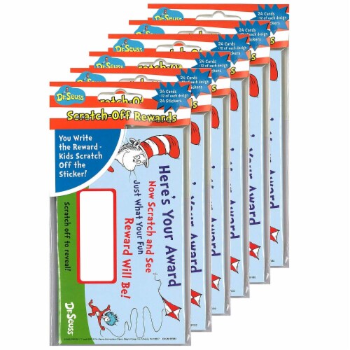Eureka Dr. Seuss Scratch Off Rewards 3.5  x 6  Assorted 24 Per Pack 6 Packs (EU-844209-6) Perspective: front