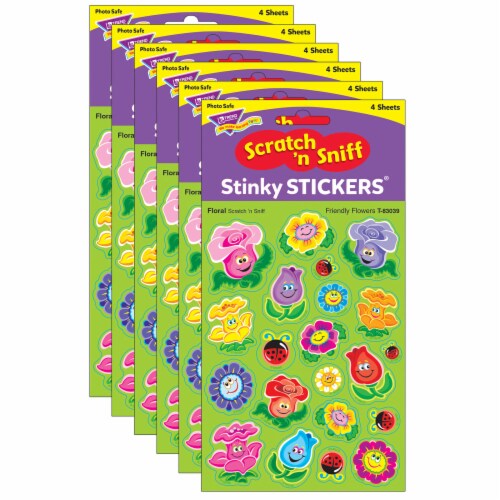 Trend Enterprises TREND Floral Mixed Shapes Stinky Stickers Friendly Flowers 84/Pack 6 Packs Perspective: front