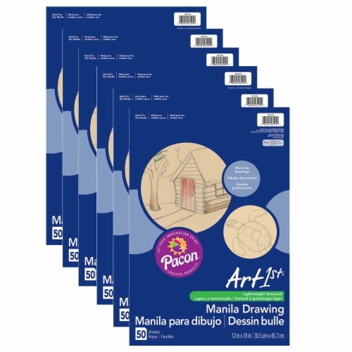 Pacon Cream Manila Drawing Paper&#44; 12 x 18 in. - 50 Sheets Per Pack - Pack of 6 Perspective: front