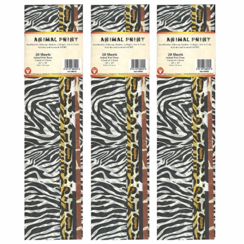 Hygloss Tissue Paper Animal Print Assortment Grade PK+ 20 Sheets/Pack 3  Packs/Bundle, 1 - King Soopers