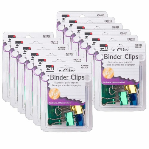 CLI Assorted Size & Color Binder Clips 10 Per Pack 12 Packs