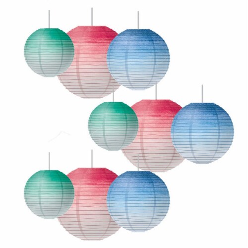 Watercolor Hanging Paper Lanterns Assorted Colors Sizes 3 Per