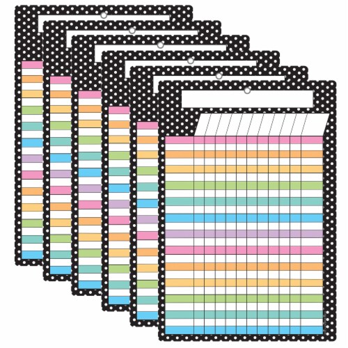 Ashley Productions Smart Poly Dry Erase Incentive Chart With Grommet 13  x 19  B & W Polka Perspective: front