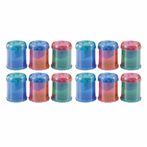 Manual 2-Hole Pencil and Crayon Sharpener, Assorted Colors, 12 Per Pack Perspective: front