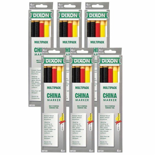 Dixon China Marker Assorted Colors 5 Count Per Pack 6 Packs (DIX001056