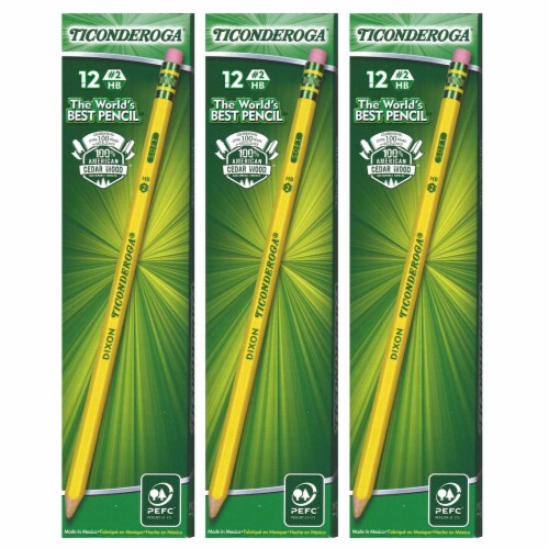 Ticonderoga Pre-Sharpened Lead Pencils #2 Lead 12/Pack 3 Packs  (DIX13806-3), 1 - City Market