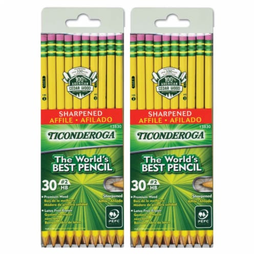 Ticonderoga Pre-Sharpened Lead Pencils #2 Lead 30/Pack 2 Packs  (DIX13830-2), 1 - Fry's Food Stores