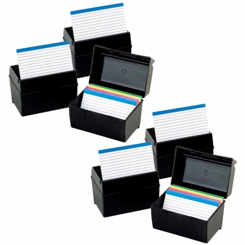 Oxford 3 x 5 Plastic Index Boxes 300 Cards Capacity Black Pack of 6  (ESS01351-6), 1 - Kroger